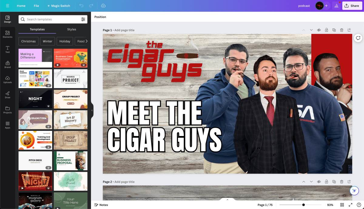 Canva interface
