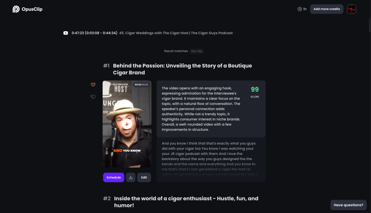 Opus Clip interface