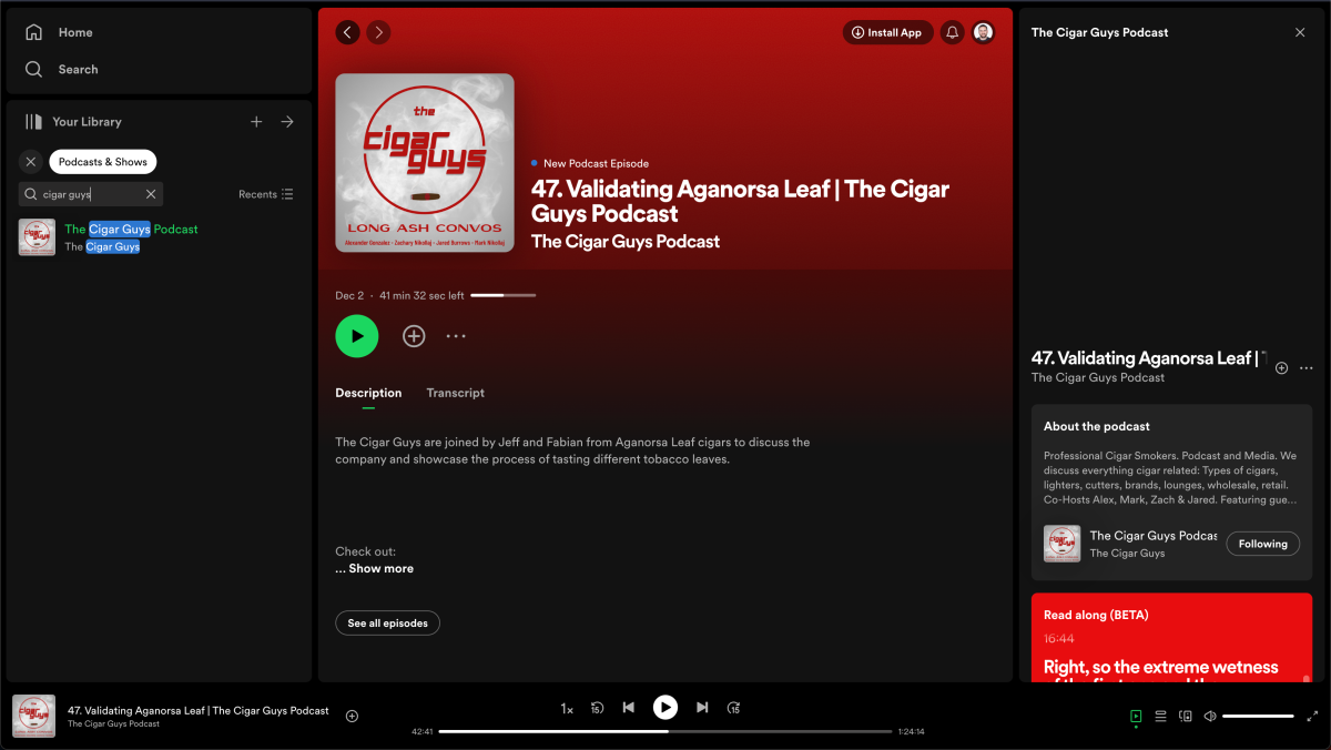 The Cigar Guys podcast on Spotify for desktop
